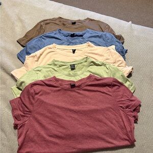 SHEIN Short Sleeve Tee Set - Red, Green, Blue, Brown, Cream